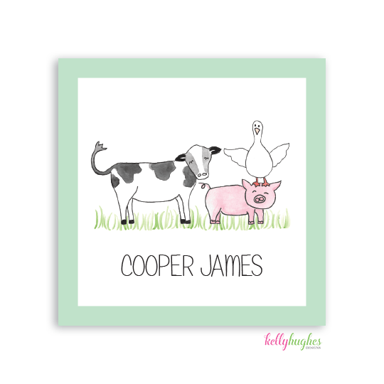 Barnyard Bunch Kids Calling Card - Kelly Hughes Designs