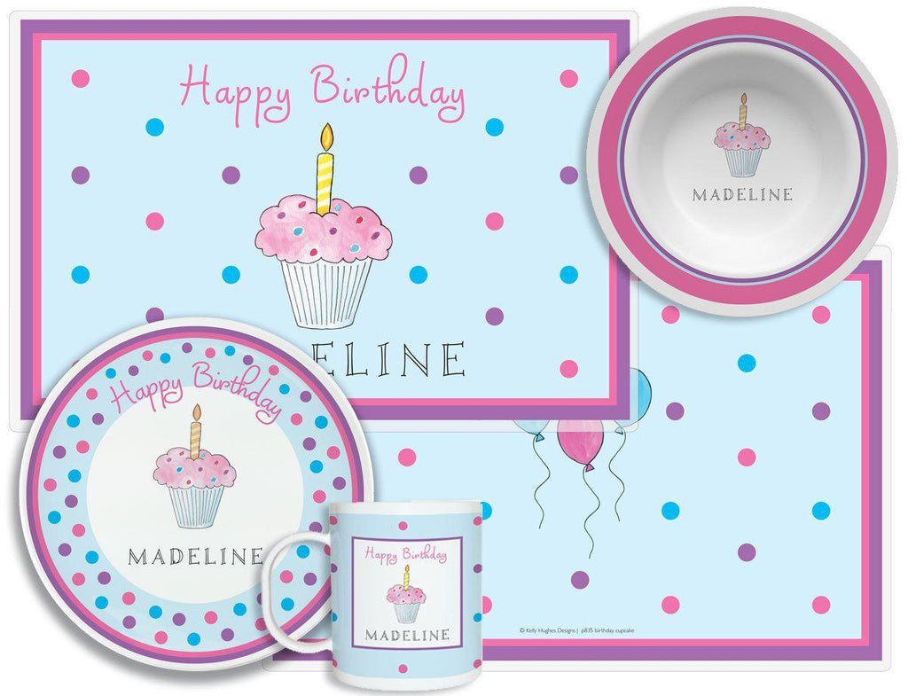Birthday Cupcake Kids Dinnerware - Kelly Hughes Designs