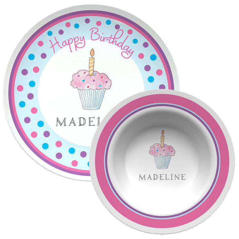 Birthday Cupcake Kids Dinnerware - Kelly Hughes Designs