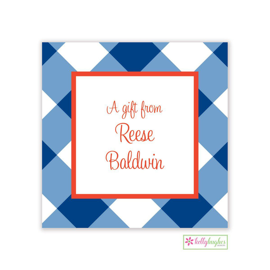 Blue Check Enclosure Card - Kelly Hughes Designs