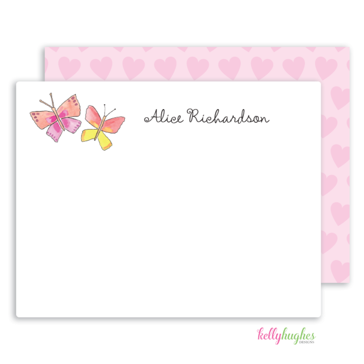 Butterfly Kisses Flat Note Cards - Kelly Hughes Designs