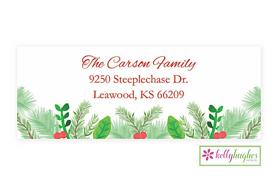 Christmas Greens address label - Kelly Hughes Designs