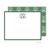 Green Block Print Flat Note Cards
