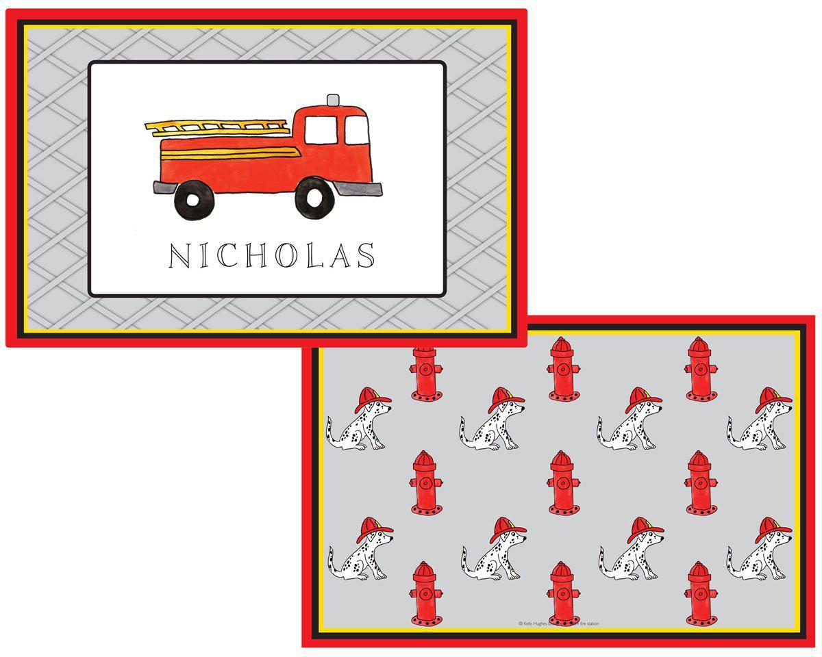 Firetruck Kids Dinnerware - Kelly Hughes Designs