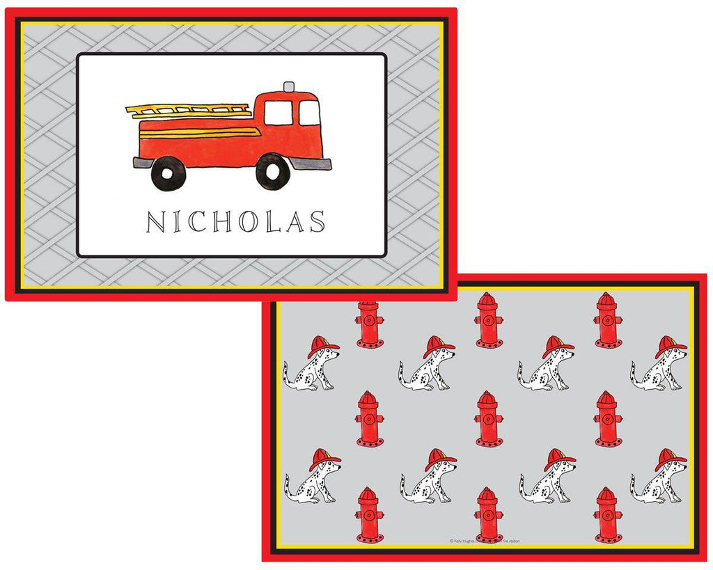 Firetruck Kids Dinnerware - Kelly Hughes Designs