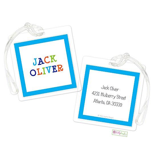 Funky Blue Kids Bag Tags - Kelly Hughes Designs