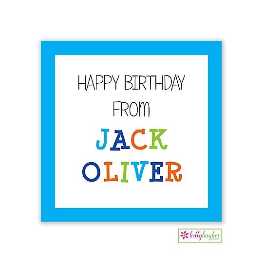 Funky Blue Kids Gift Stickers - Kelly Hughes Designs