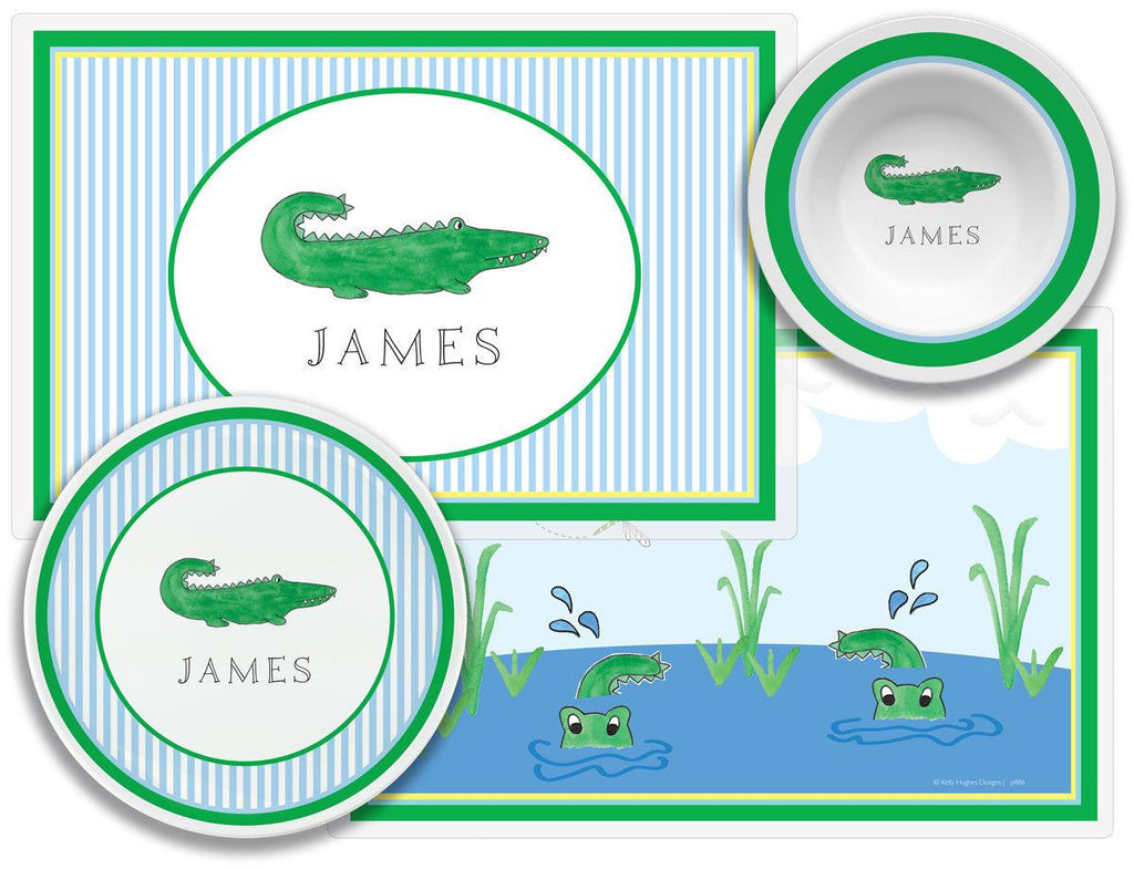 Green Gator Kids Dinnerware - Kelly Hughes Designs