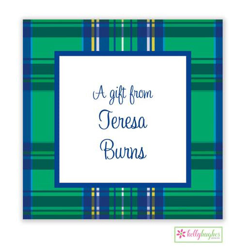 Green Plaid Gift Stickers - Kelly Hughes Designs