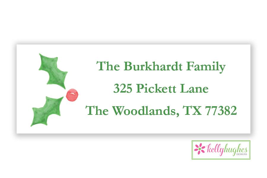 Holly Holidays address label - Kelly Hughes Designs