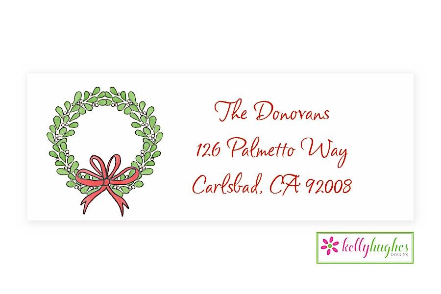 Mistletoe Wreath address label - Kelly Hughes Designs