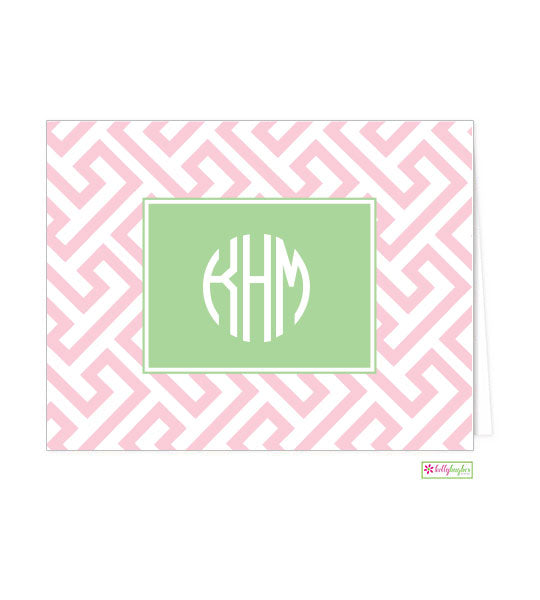 Athens Pink Monogrammed Folded Note Cards