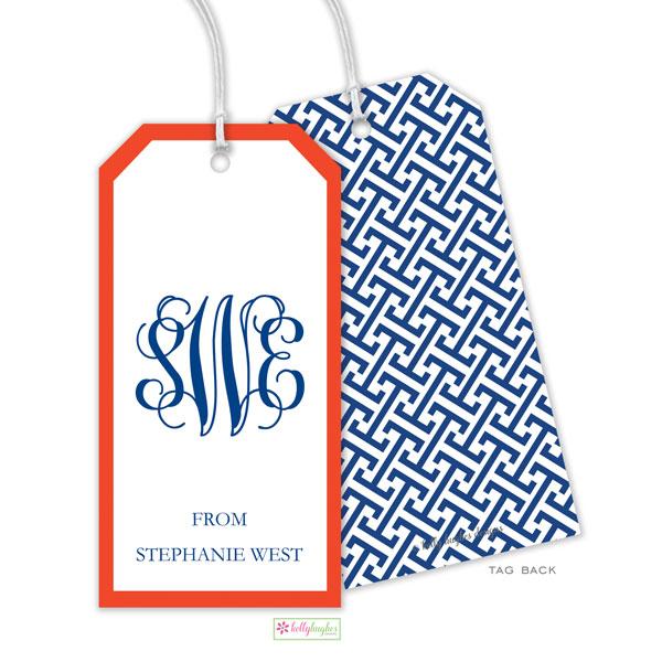 Navy Greek Key Gift Tags - Kelly Hughes Designs