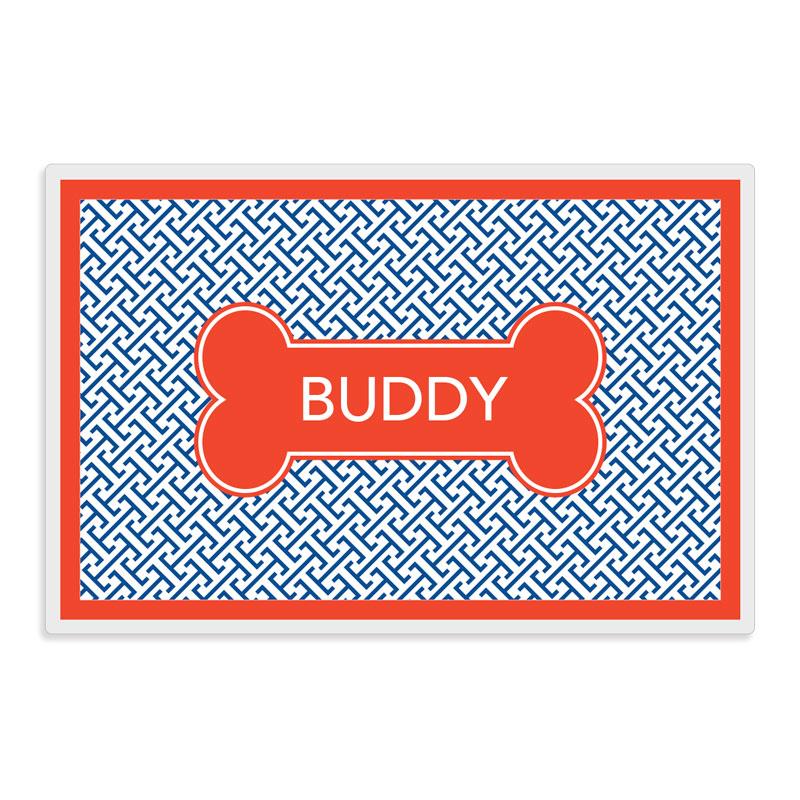 Navy Greek Key Pet Mat - Kelly Hughes Designs