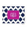 Navy Ikat Monogrammed Folded Note Cards - Kelly Hughes Designs