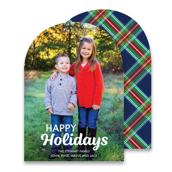 Navy Tartan Arch Photo Card - Kelly Hughes Designs