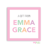 Pink Block Letters Kids Calling Card - Kelly Hughes Designs