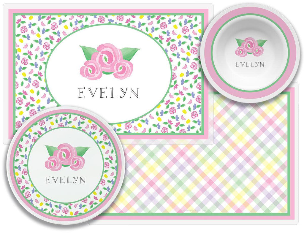 Pink Blooms Kids Dinnerware - Kelly Hughes Designs