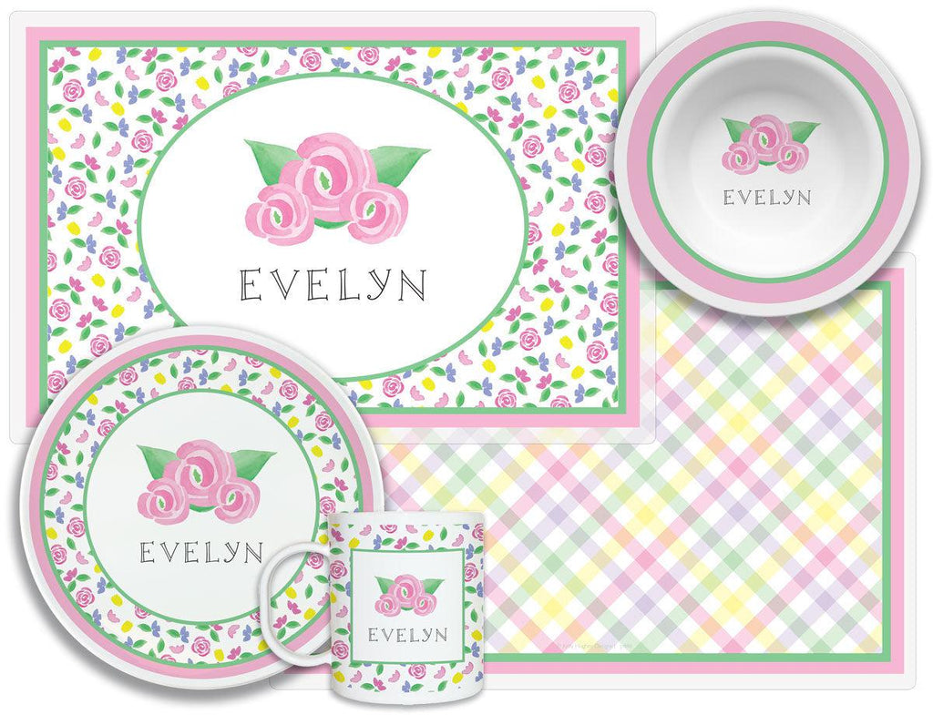 Pink Blooms Kids Dinnerware - Kelly Hughes Designs