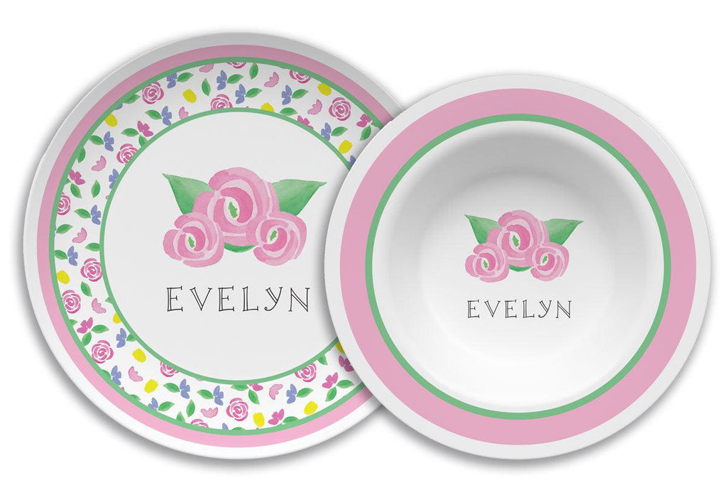 Pink Blooms Kids Dinnerware - Kelly Hughes Designs