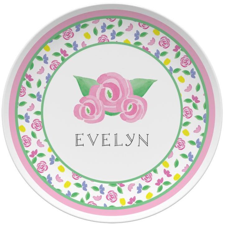 Pink Blooms Kids Plate - Kelly Hughes Designs
