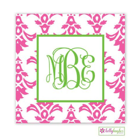 Pink Damask Gift Stickers - Kelly Hughes Designs