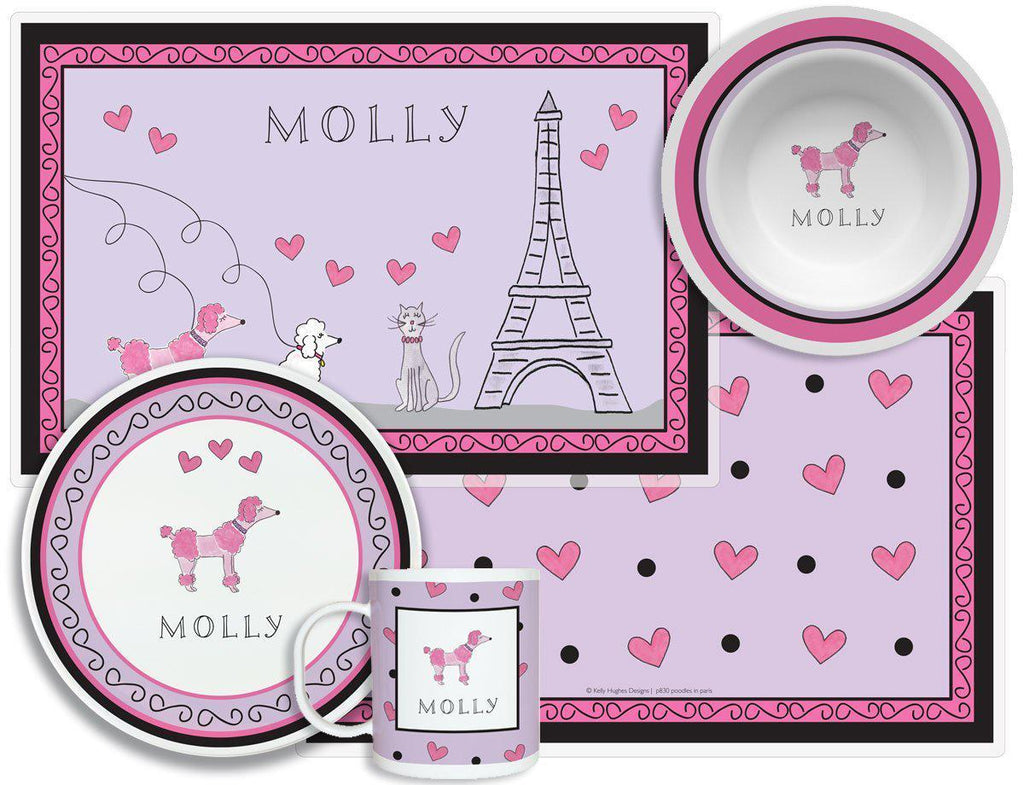 Poodle in Paris Kids Dinnerware - Kelly Hughes Designs