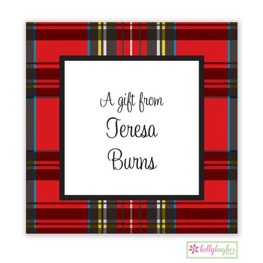 Red Plaid Gift Stickers - Kelly Hughes Designs