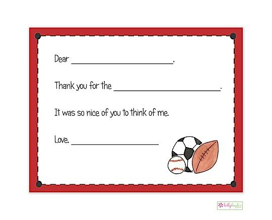 Sports fill-in thank you - Kelly Hughes Designs