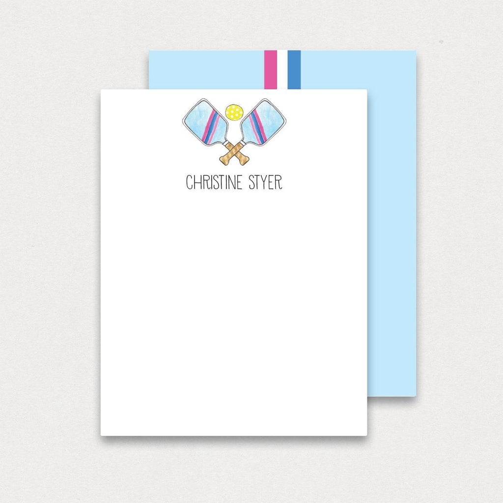 Stripe Pickleball Flat Note Cards - Kelly Hughes Designs