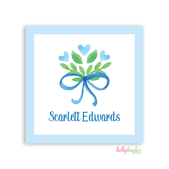 Sweet Blue Floral Kids Calling Card - Kelly Hughes Designs