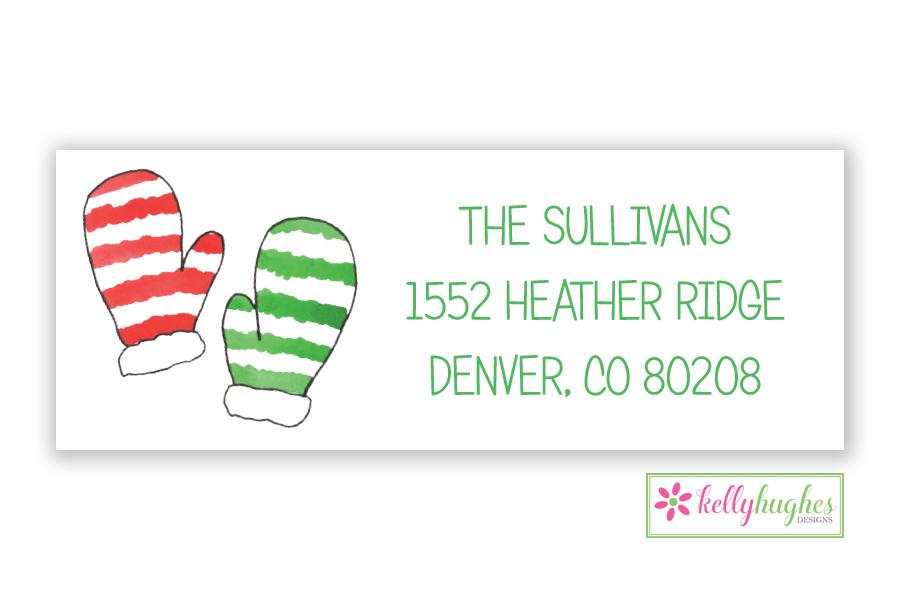 Warm Woolen Mittens address label - Kelly Hughes Designs